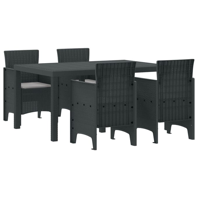 vidaXL - Tuin - Eettafel - Set - 5 - st - Antraciet - Polt - riet