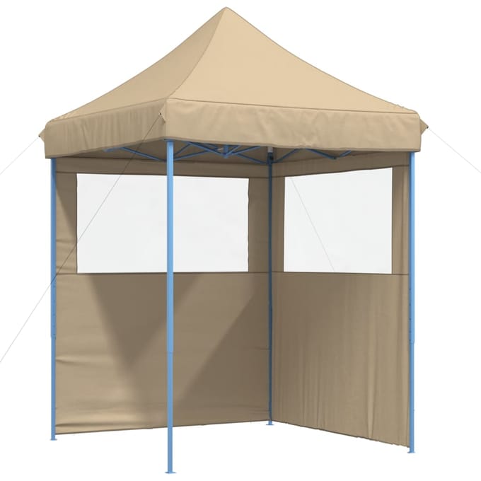 vidaXL - Partytent - inklapbaar - pop-up - met - 2 - zijwanden - beige