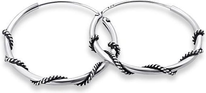 Montebello Oorbellen Capri Large - 925 Zilver Geoxideerd - Bali - 1mm - ∅20mm