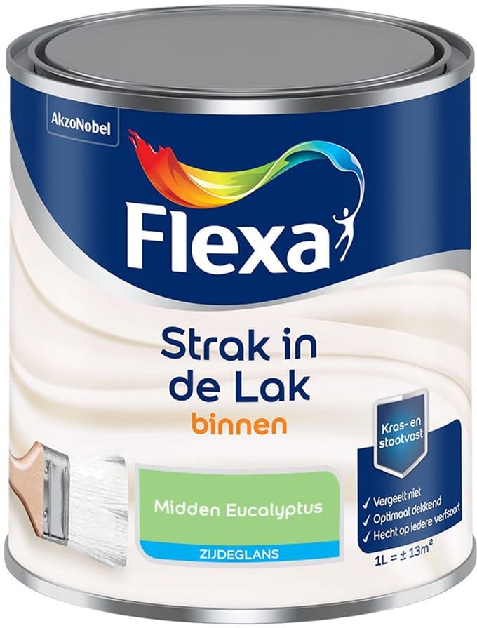 Flexa - Strak In De Lak Binnenlak Zijdeglans - Midden Eucalyptus - Mengverf - 1 L