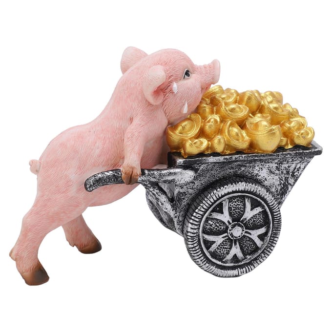 Statue Cochon Chanceux Apparence Vive Détails Réalistes Ornement Statue Cochon en Résine Polyvalente pour beige