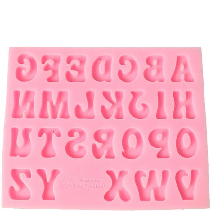 Vorm van Letter Cake Bakken Koekje Chocolade Suikerpasta Voedsel Silicone Vorm Bakvorm pink