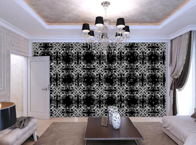 Modern Abstract Pattern Black White Photo Wallcovering
