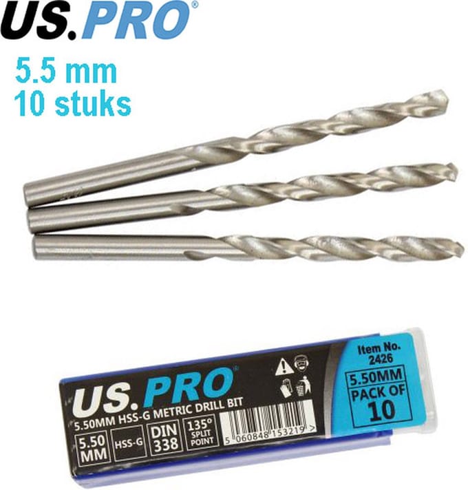 Metaal boren HSS-G 5.5 mm (10 stuks)