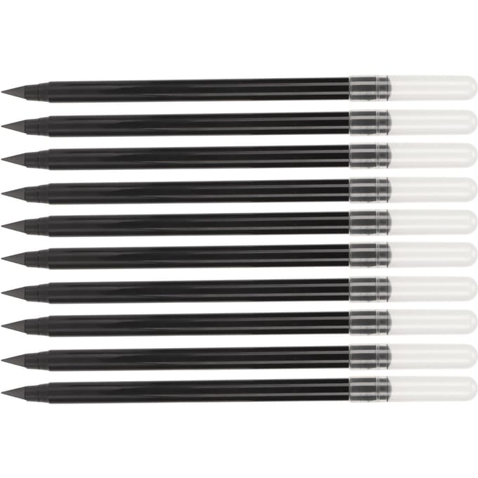 Lot de 10 crayons à encre noirs, effaçables et réutilisables, avec gomme, pour la peinture