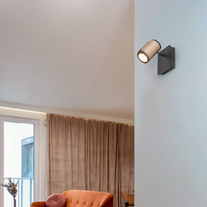Trio Lighting Plafondspot Gillan, coffee, 1-lamp, metaal, GU10