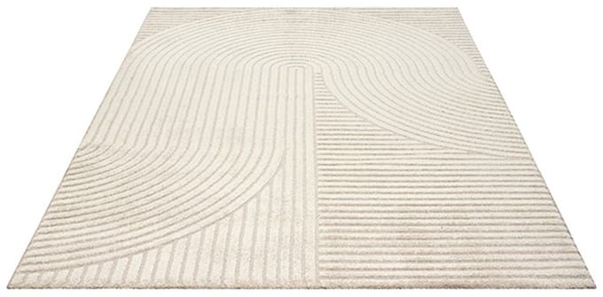 Vloerkleed Elio Japandi – Modern Design met Halve Cirkels in Beige-80 x 150 cm
