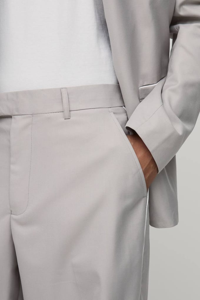 Satijnen Bies Split Zoom Pak Broek | Stone | Size 36