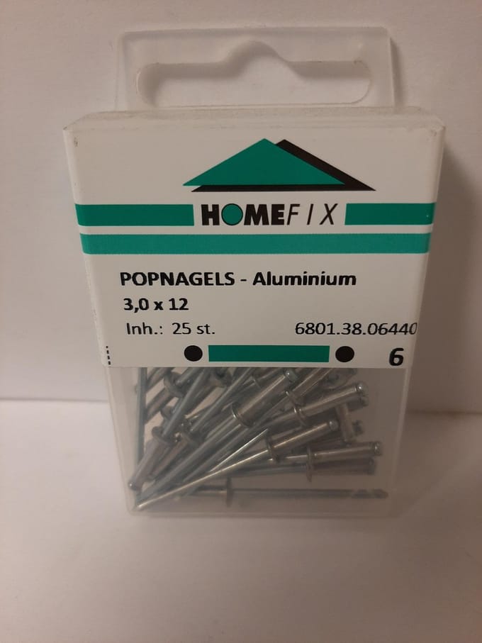 Homefix Popnagels-Aluminium 3.0x10 mm. 25 Stuks klink nagels.