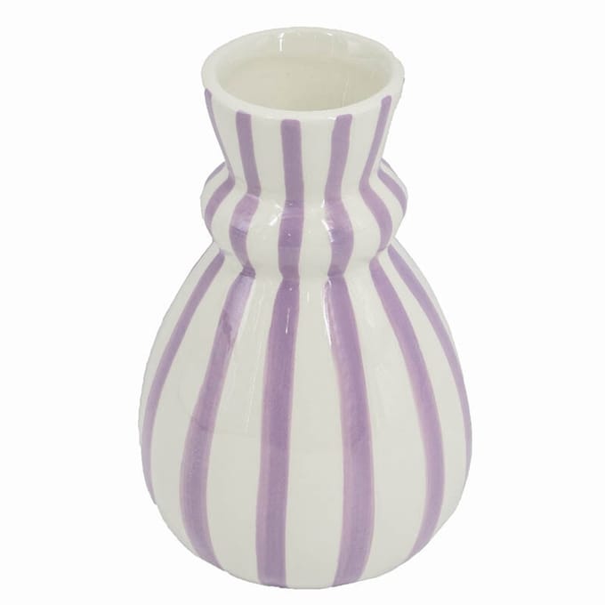 HomeBound by KY | Aardewerk vaas stripe lilac | bloemenvaas