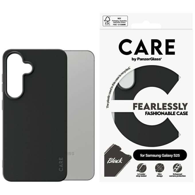 PanzerGlass CARE Fashionable Backcover Samsung Galaxy S25 Zwart Stootbestendig