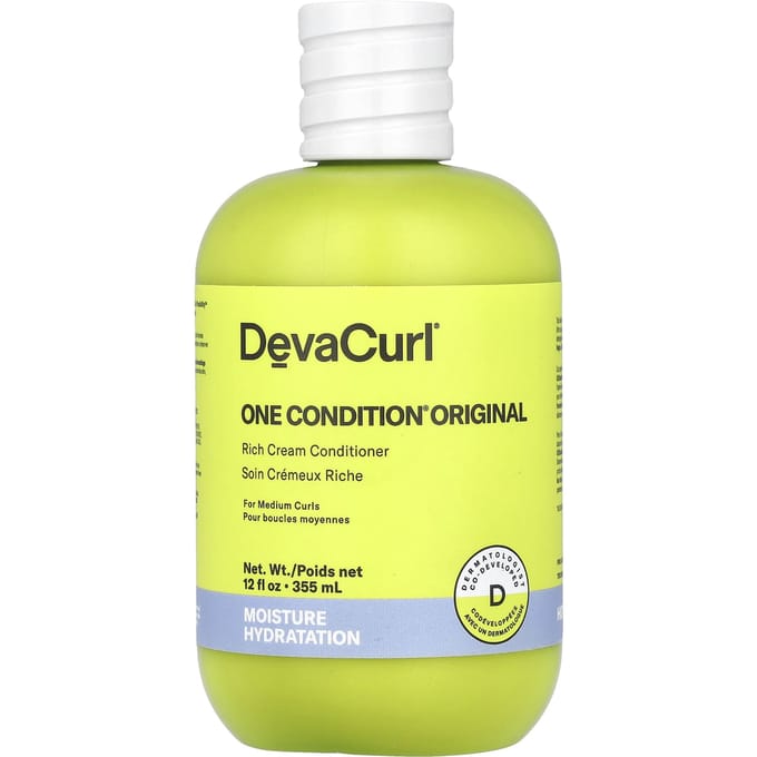 DevaCurl, One Condition® Original, Après-shampoing Crème Riche, pour Cheveux Bouclés Moyens, 12 fl oz (355ml) yellow