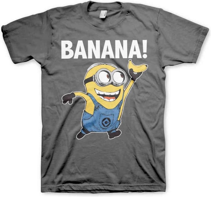 Minions Heren Tshirt -L- Banana! Grijs