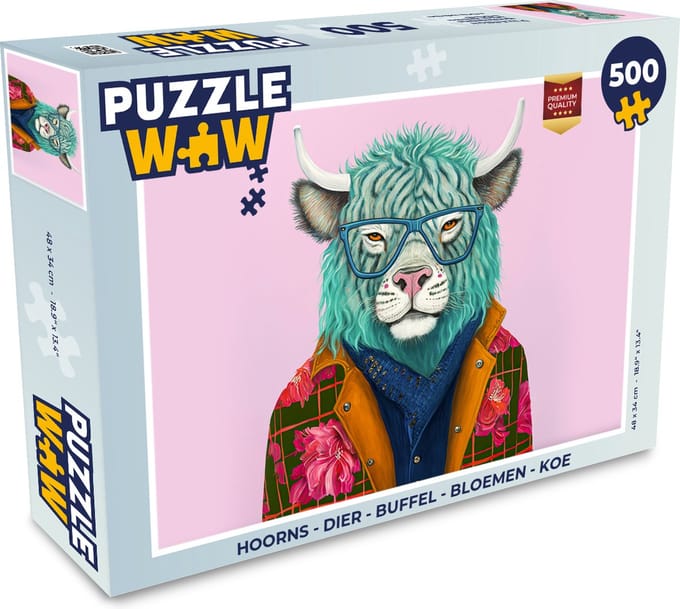 Puzzel Hoorns - Dier - Buffel - Bloemen - Koe - Legpuzzel - Puzzel 500 stukjes