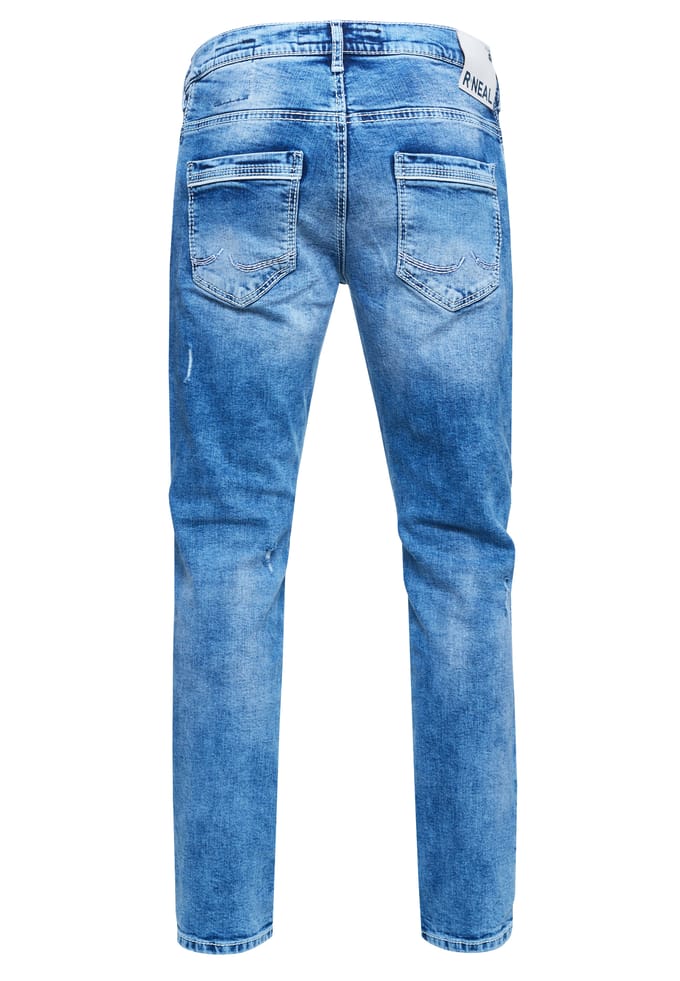 Jeansbroek "NISHO" straight fit biker katoen stretch