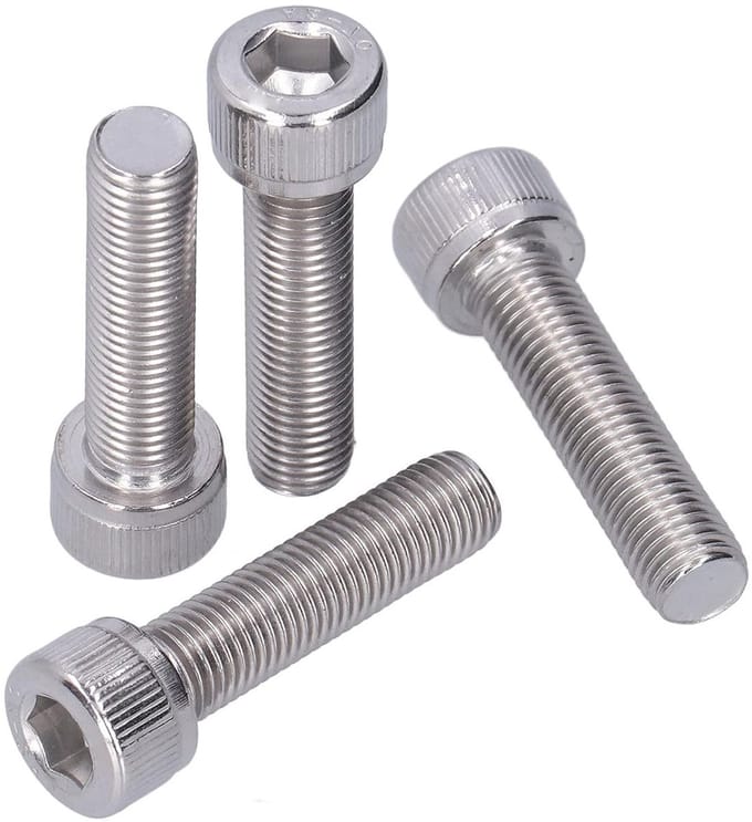Set van 4 M10 Hex Bouten met Zeskantkop - A2 RVS - 1.25mm Fijn Gewinde Machinebevestigingen en Hardware