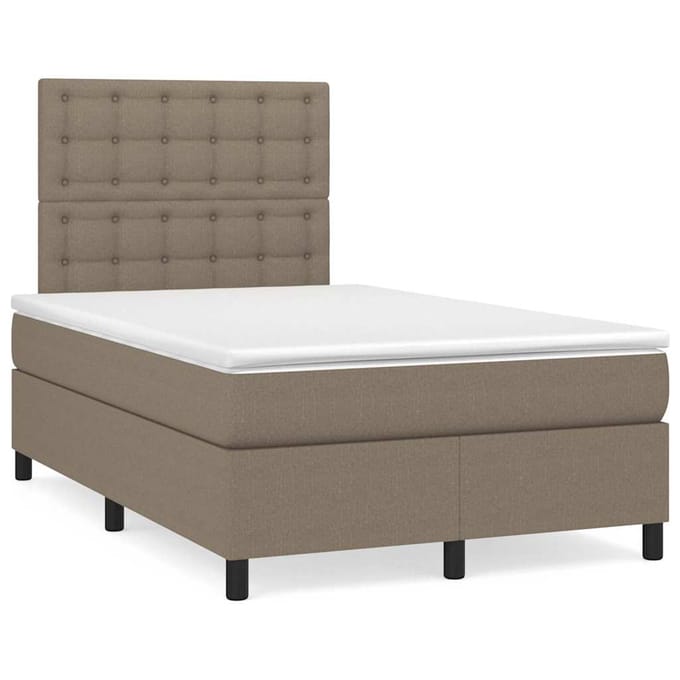 vidaXL - Boxspring - met - matras - stof - taupe - 120x190 - cm