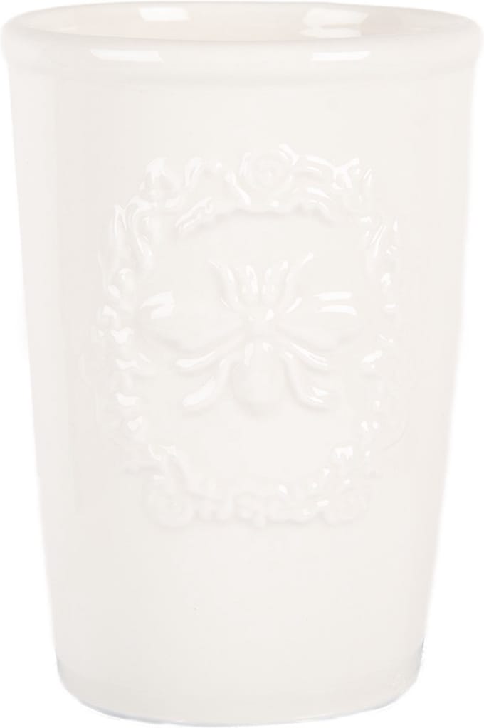 Clayre & Eef Tandenborstelhouder Ø 8x12 cm Wit Keramiek