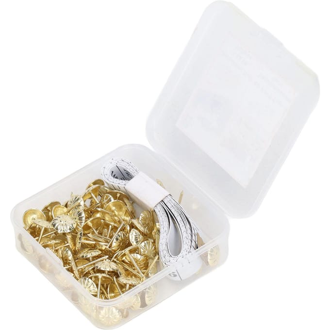 100 Pièces Clou Tapissier Décoratif Tête d'Épingle Acier Carbone Kit Ensemble pour Meubles Or