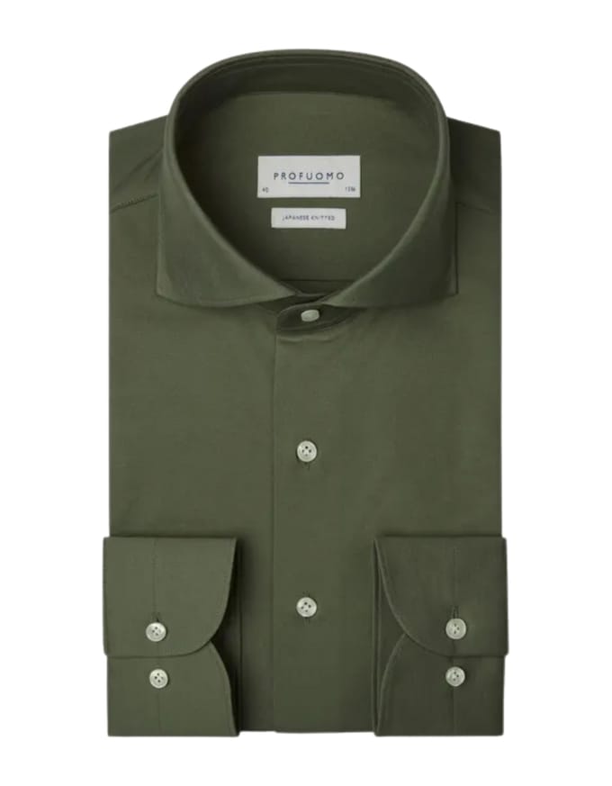 Profuomo X-cutaway Sf Lange Mouw Overhemden Groen Ppxh30021