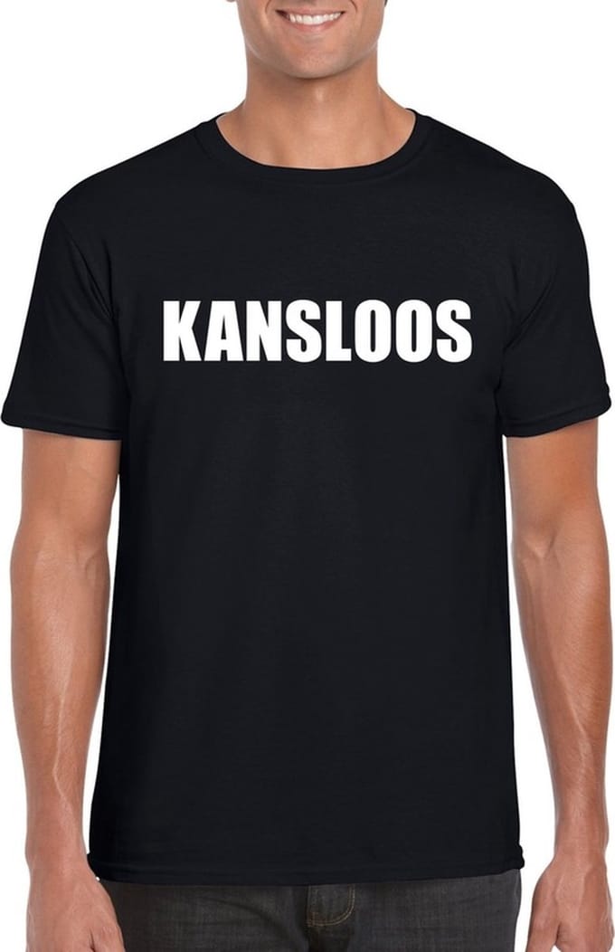 Kansloos tekst t-shirt zwart heren M