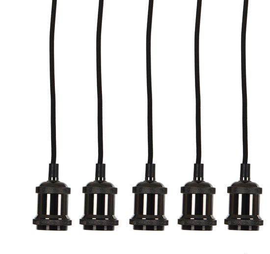 Mica Decorations Fuga Hanglamp - E27 - Set van 5 - IP20 - 150 x Ø15 cm - Zwart