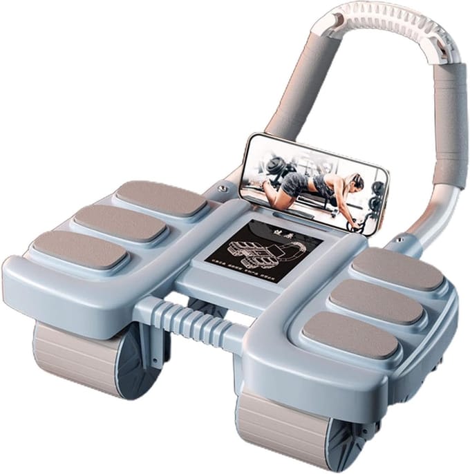 Buikspierroller - Core trainer - Krachtige training - Automatische rebound - 42 cm - Blauw