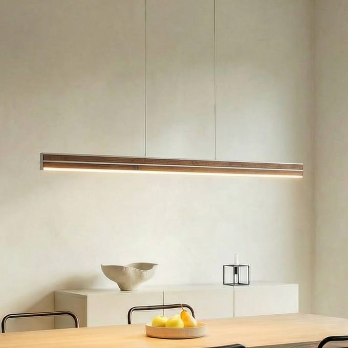 Quitani LED hanglamp Lisene, walnoot/zilver CCT 117 cm, dimbaar