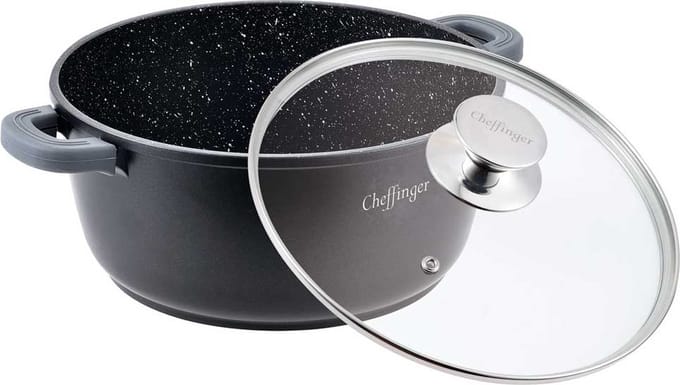 Cheffinger Braadpan met deksel - 24cm - Zwart - Inductie