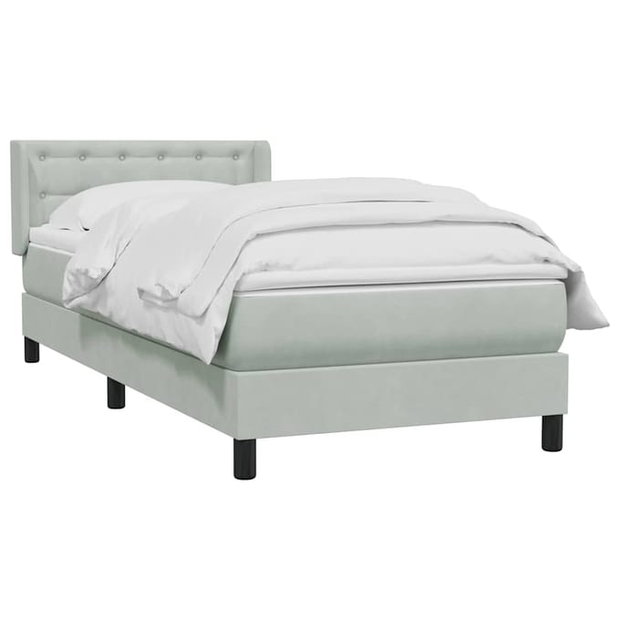 vidaXL - Boxspring - met - matras - fluweel - lichtgrijs - 80x220 - cm