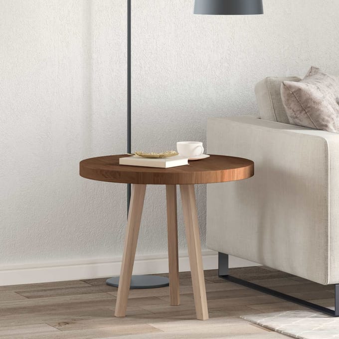 vidaXL - Tafelblad - Ø - 60 - x - 4 - cm - Rond - Massief - Eikenhout - Donkerbruin