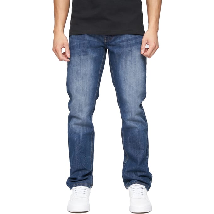 Crosshatch Heren New Techno Denim Jeans met reliëf (Stone Wash)