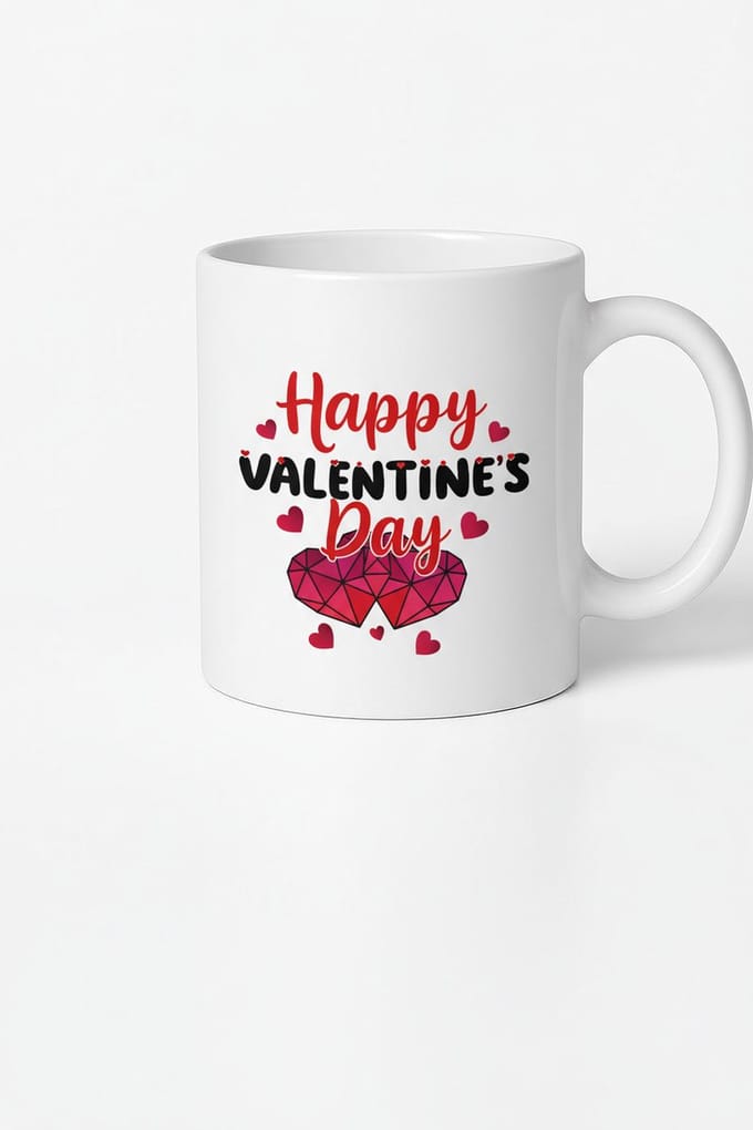 Valentijnsdag Mok - Happy Valentine's Day Cadeau met Romantische Harten Design