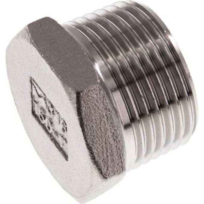 Plug R1'' RVS met buitenzeskant 16 bar (224.8psi)