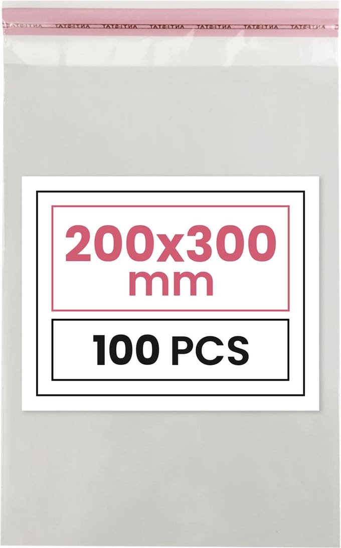 Plastic zakjes met plakstrim - 20x30 cm - transparant - 100 zakken