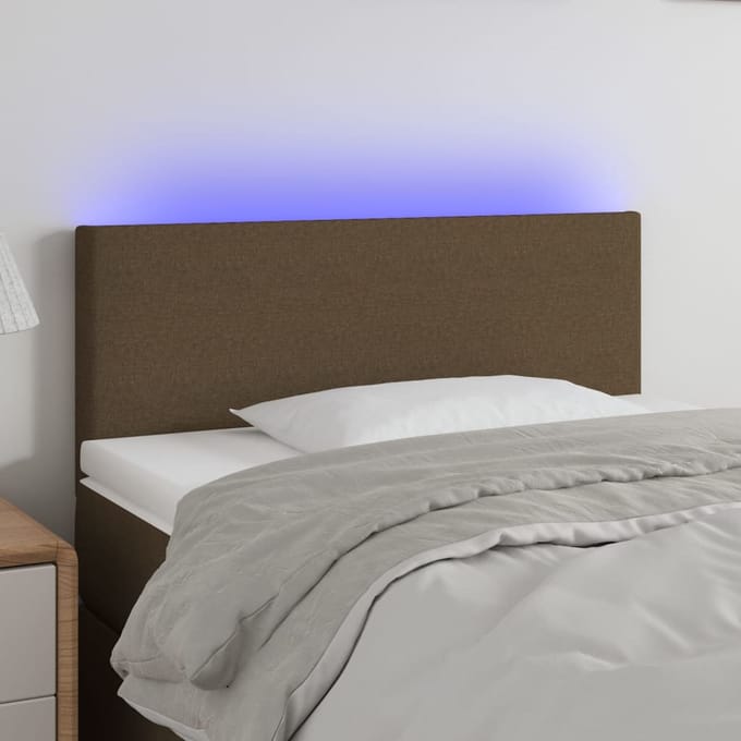 vidaXL - Hoofdbord - LED - 80x5x78/88 - cm - stof - donkerbruin