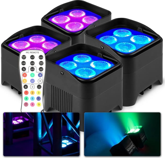 Uplighter LED - BeamZ BBP94W - Set van 4 Uplights met 4x 12W LED's per spot