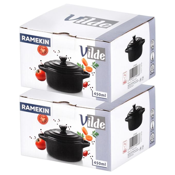 Vilde - Ovenschaaltjes Porselein - 450 ml - Set van 2 - Deksel