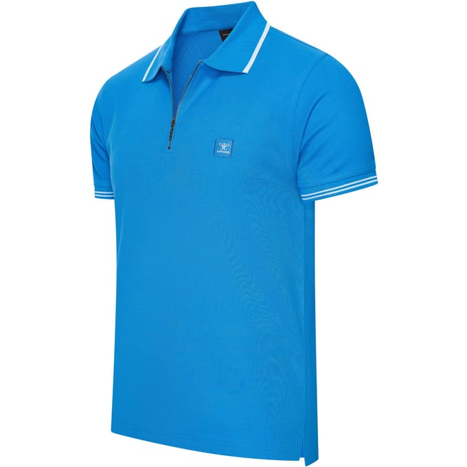 Cappuccino Italia - Heren Polo SS Torino Zip - Blauw - Maat S