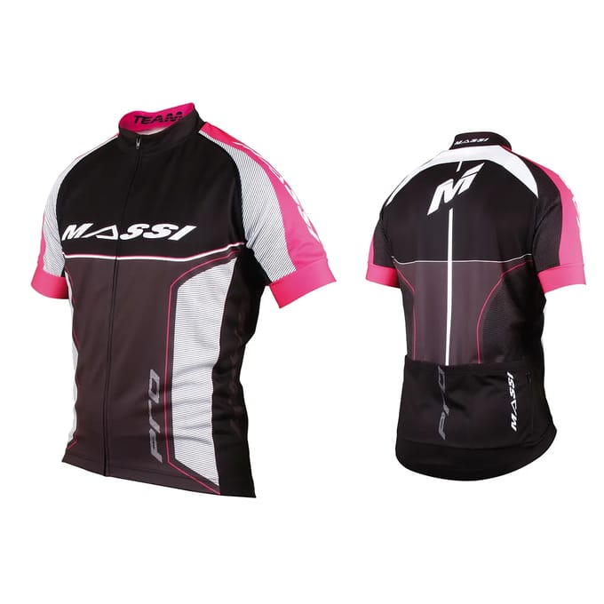 Massi Pro Team Korte Mouw Wielertrui Roze L Man