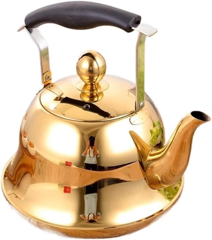 Kookplaat waterkoker - Fluitketel Theeketel - Thee Zetten - Slim Ontwerp Mond - 3 Liter - Goud