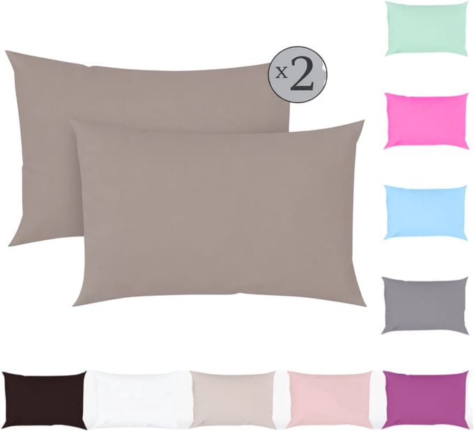 Tavas Kussenslopen - Taupe - 50 x 70 cm - Set van 2 - Katoen 100% Hotelkwaliteit Kussensloop met rits