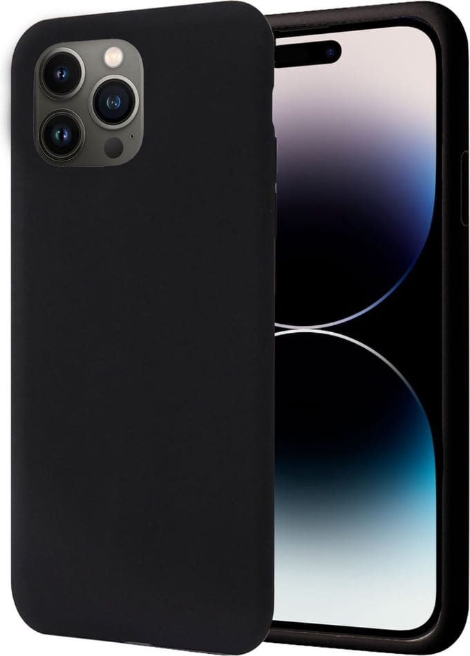 Hoesje geschikt voor iPhone 14 Pro Max - Liquid Back Case Cover Zwart