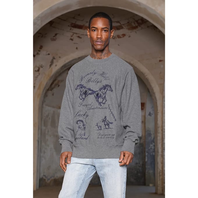 In Gold We Trust Unisex Lucky Bastard Grey Melange Größe: S | Pullover Outlet | Unisex | Grau