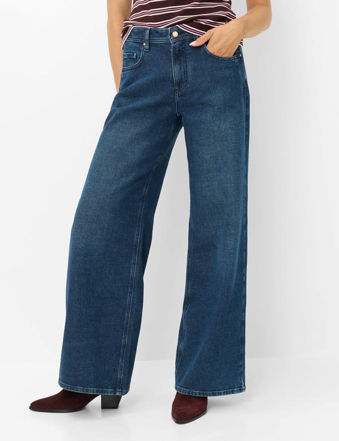 Brax Dames Jeans  Style MORGAN USED DARK BLUE, denim donkerblauw, maat 32
