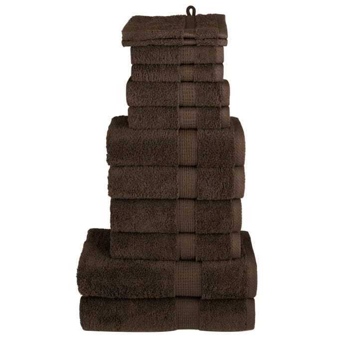 vidaXL - 12-delige - Handdoekenset - SOLUND - 600 - g/m² - bruin