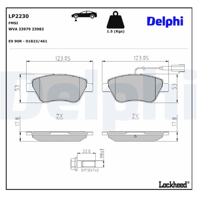 Remblokkenset, schijfrem DELPHI LP2230