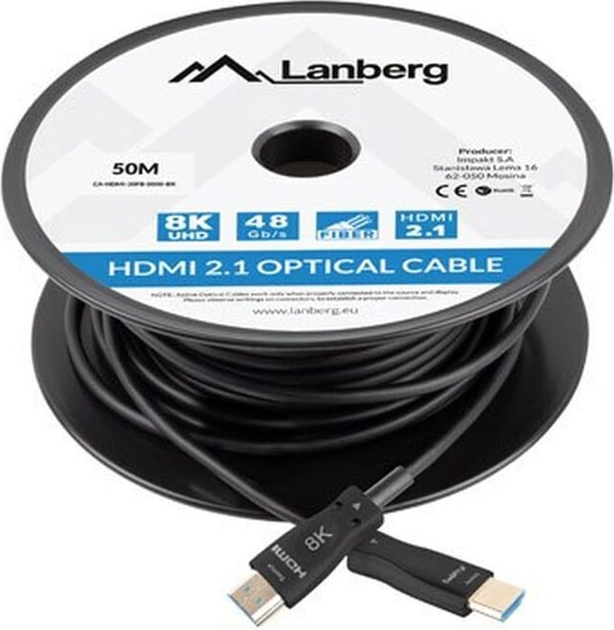 Lanberg Hdmi-Kabel M/M V2.1 50M 8K Optische Aoc Voor Tv's En Monitoren