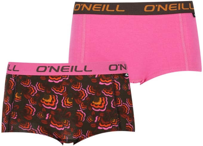 O'Neill dames boxershorts 2-pack - pink flower power - maat M