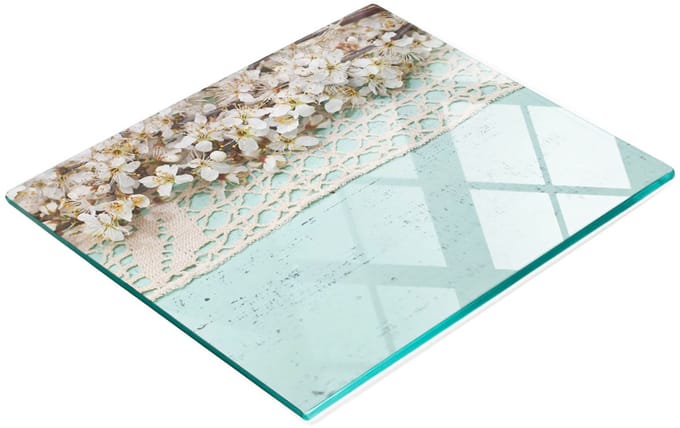 Gehard multifunctioneel decoratief bord van glas met kersenbloesems, 60x52 cm